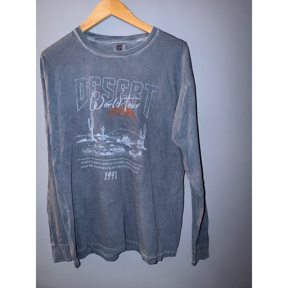 Comfort Colors Desert World Tour 1991 Long Sleeve T Shirt Gray Size M